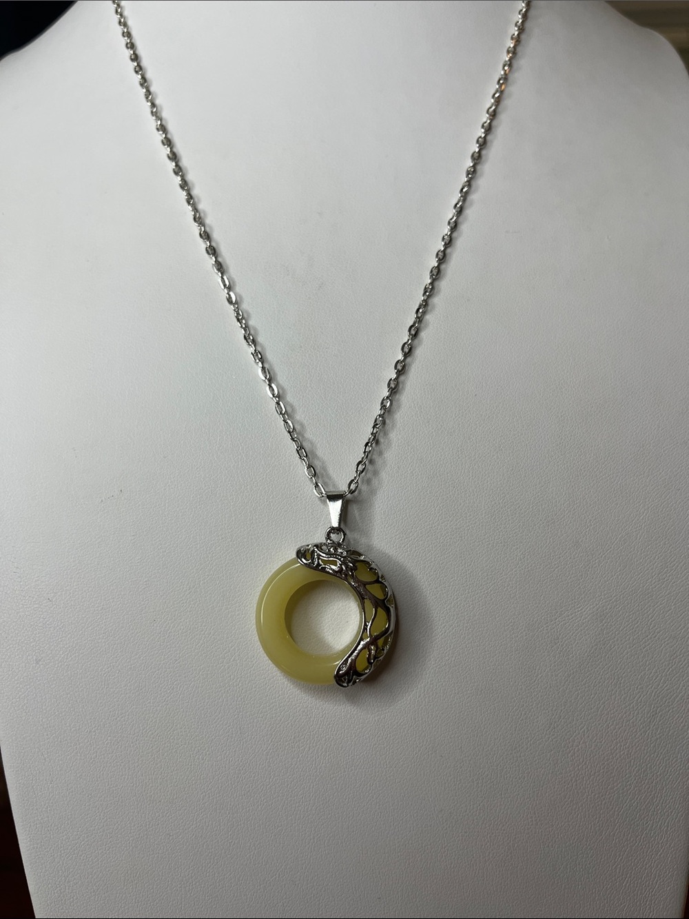 10/$10 Silver Chain Necklace with Yellow Donut Pendant